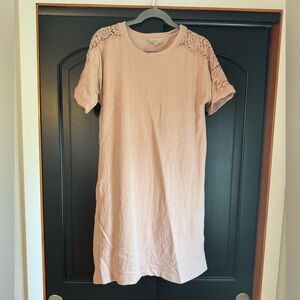 LOFT Pink Casual Short Sleeve Crew Neck Dress